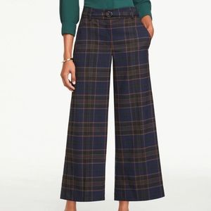 00P plaid belted wide crop pants